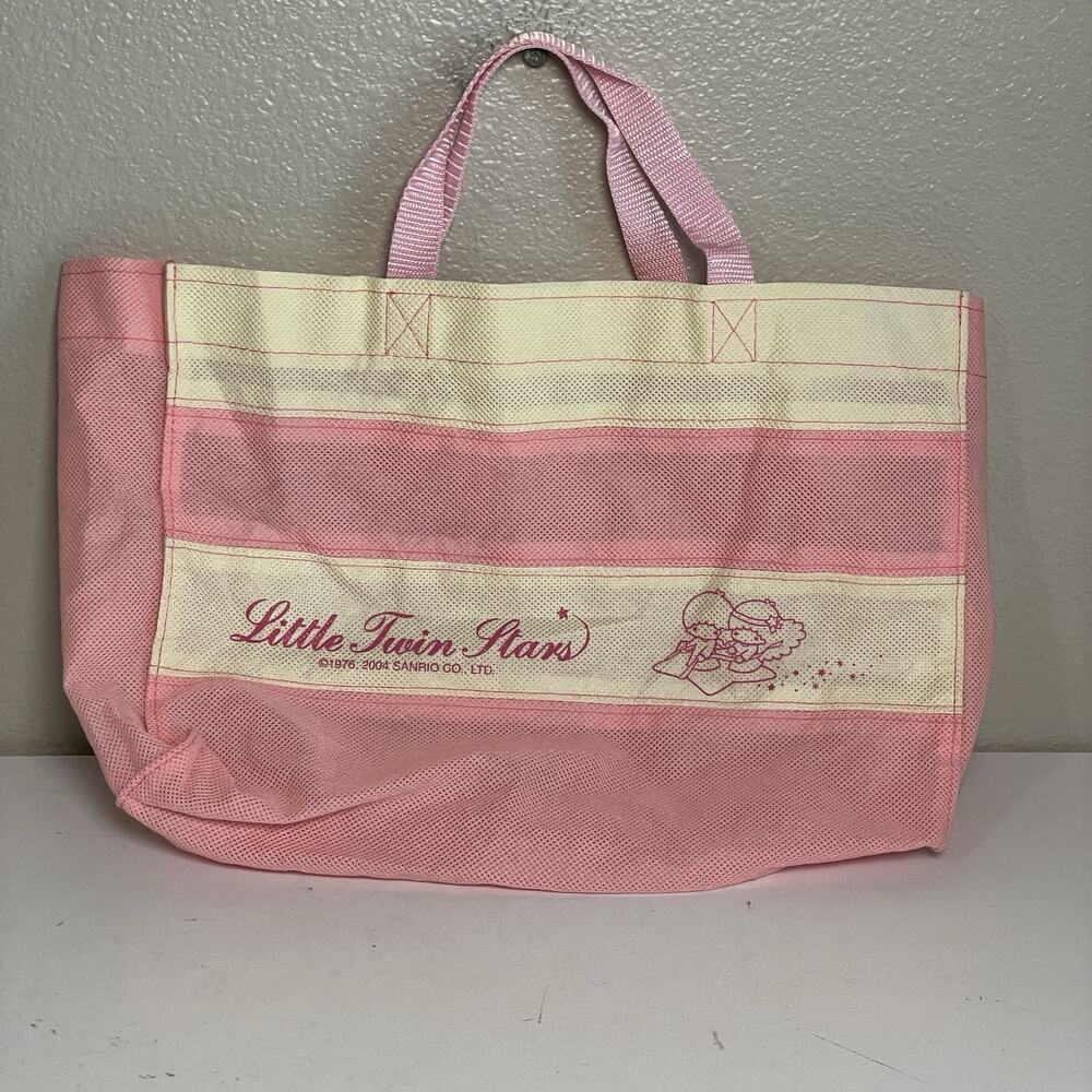 Rare 2004 Little Twin Stars Sanrio Tote Bag Purse Lightweight Thin Pink Beige